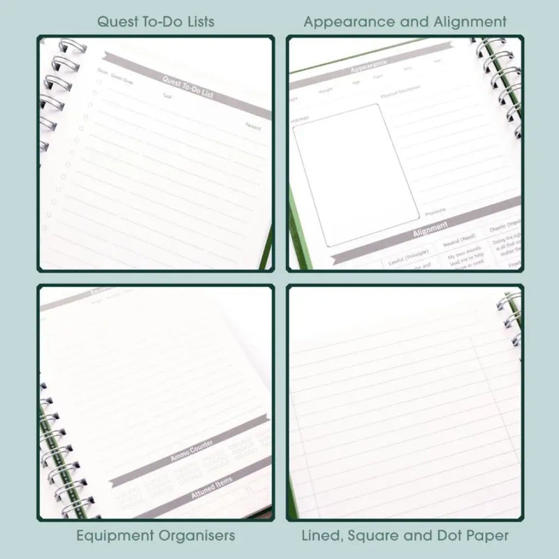 Roll & Play - DnD Character Quest Notebook Wild Green - Role Playing Game
