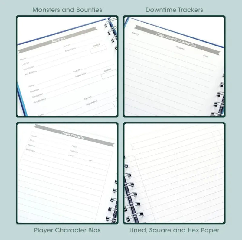 Roll & Play - DnD Game Master’s Quest Journal Heroic Blue - Role Playing Game