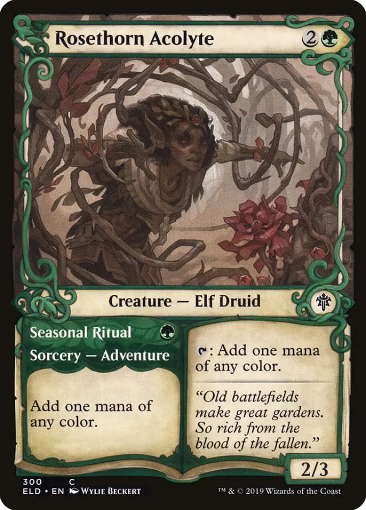 Rosethorn Acolyte // Seasonal Ritual (Showcase) [Throne of Eldraine] - MTG Single