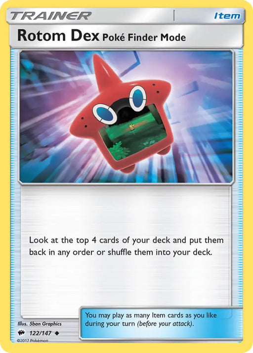 Rotom Dex Poke Finder Mode (122/147) [Sun & Moon: Burning Shadows] - Pokemon Single