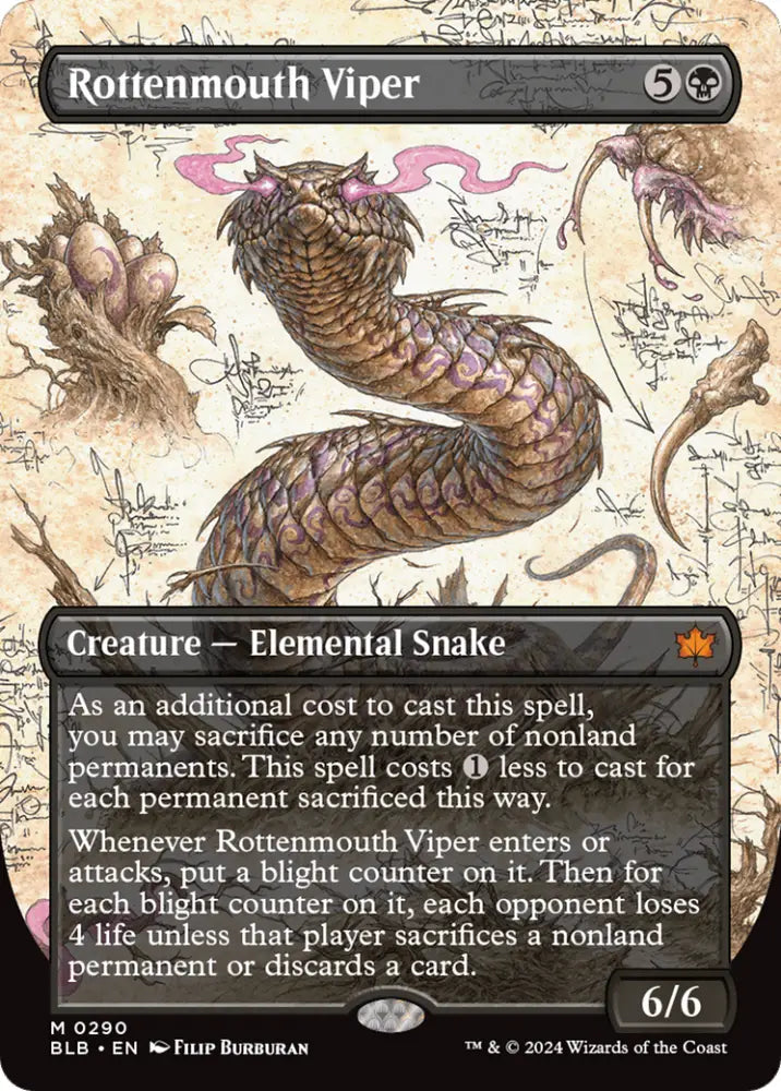Rottenmouth Viper (Borderless) [Bloomburrow] - MTG Single