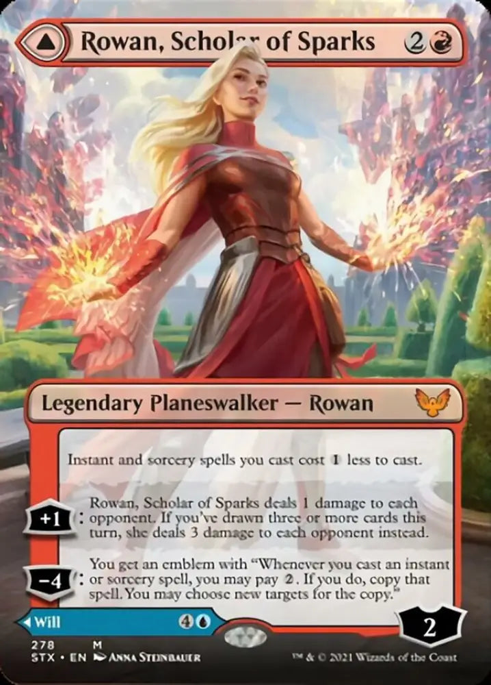 Rowan Scholar of Sparks // Will Scholar of Frost (Borderless) [Strixhaven: School of Mages] - MTG Single
