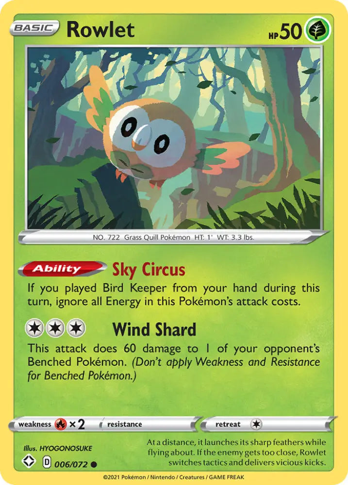 Rowlet (006/072) [Sword & Shield: Shining Fates] - Pokemon Single