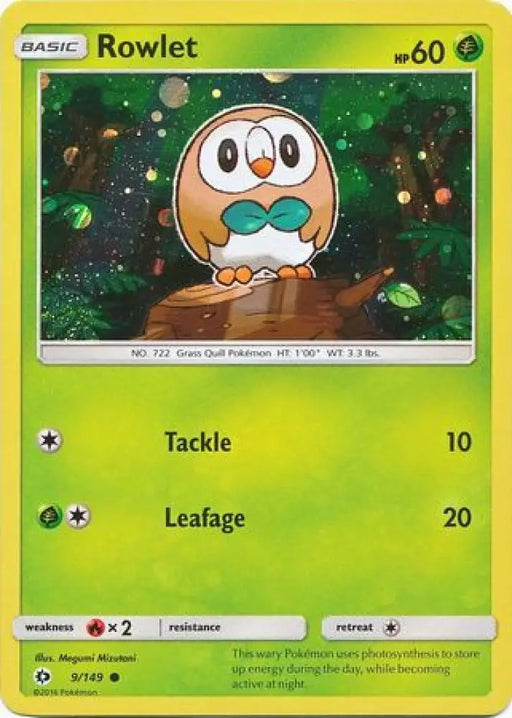 Rowlet (9/149) (Cosmos Holo) [Sun & Moon: Base Set] - Pokemon Single