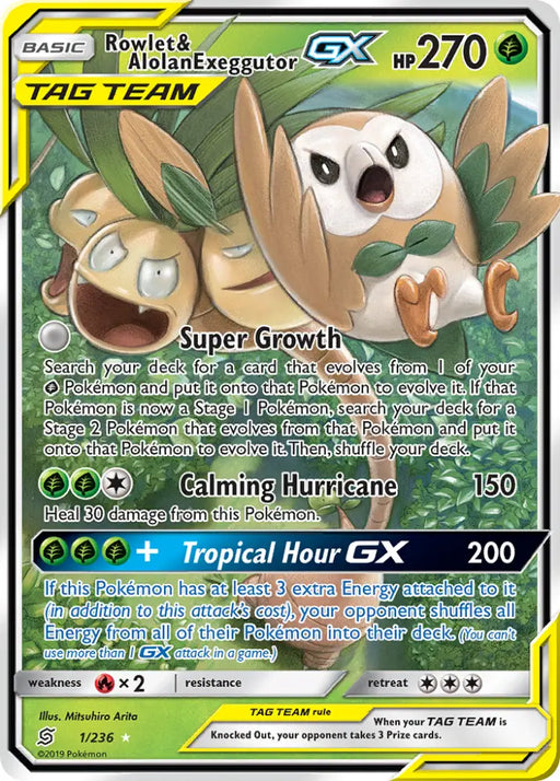 Rowlet & Alolan Exeggutor GX (1/236) [Sun & Moon: Unified Minds] - Pokemon Single