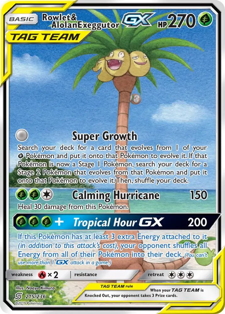 Rowlet & Alolan Exeggutor GX (215/236) [Sun & Moon: Unified Minds] - Pokemon Single