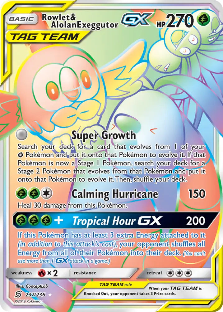 Rowlet & Alolan Exeggutor GX (237/236) [Sun & Moon: Unified Minds] - Pokemon Single