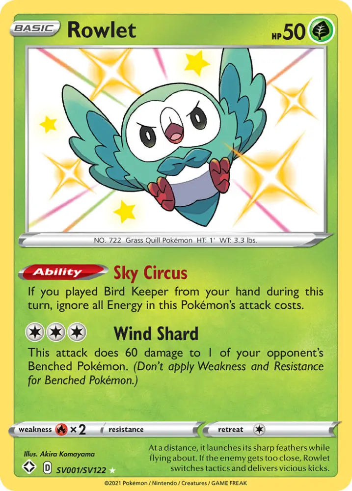 Rowlet (SV001/SV122) [Sword & Shield: Shining Fates] - Pokemon Single