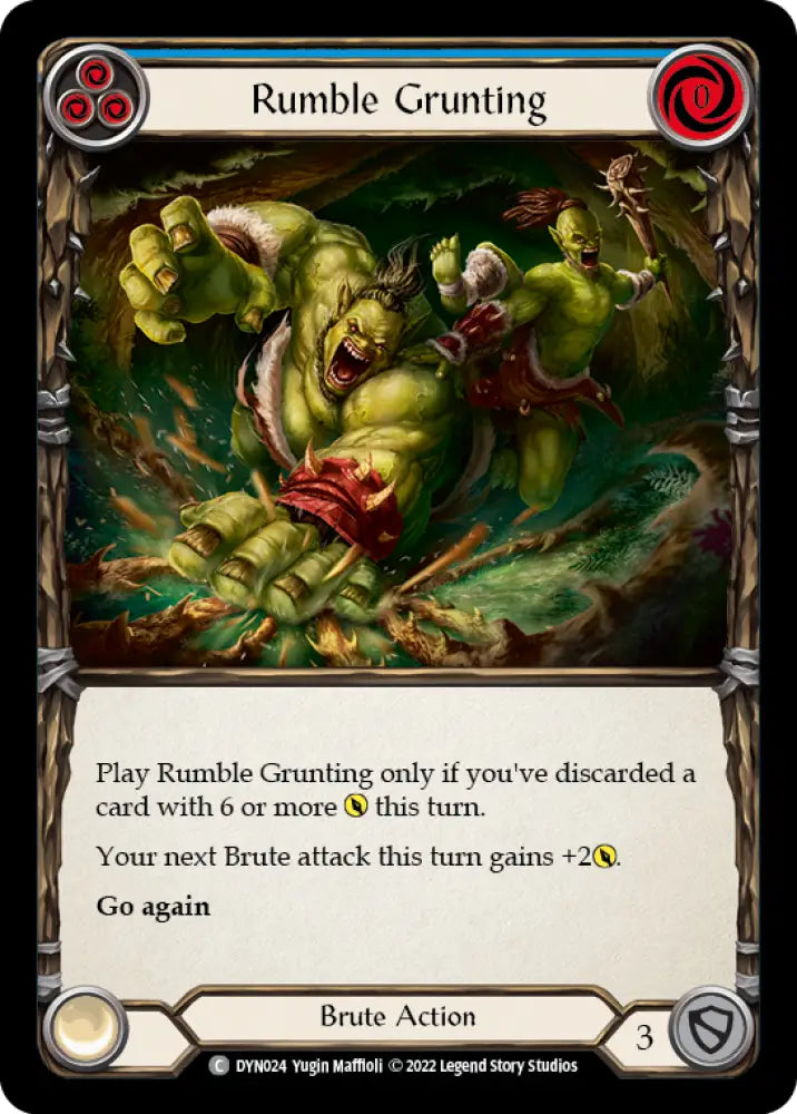 Rumble Grunting (Blue) [Dynasty] Rainbow Foil - Flesh And Blood Single
