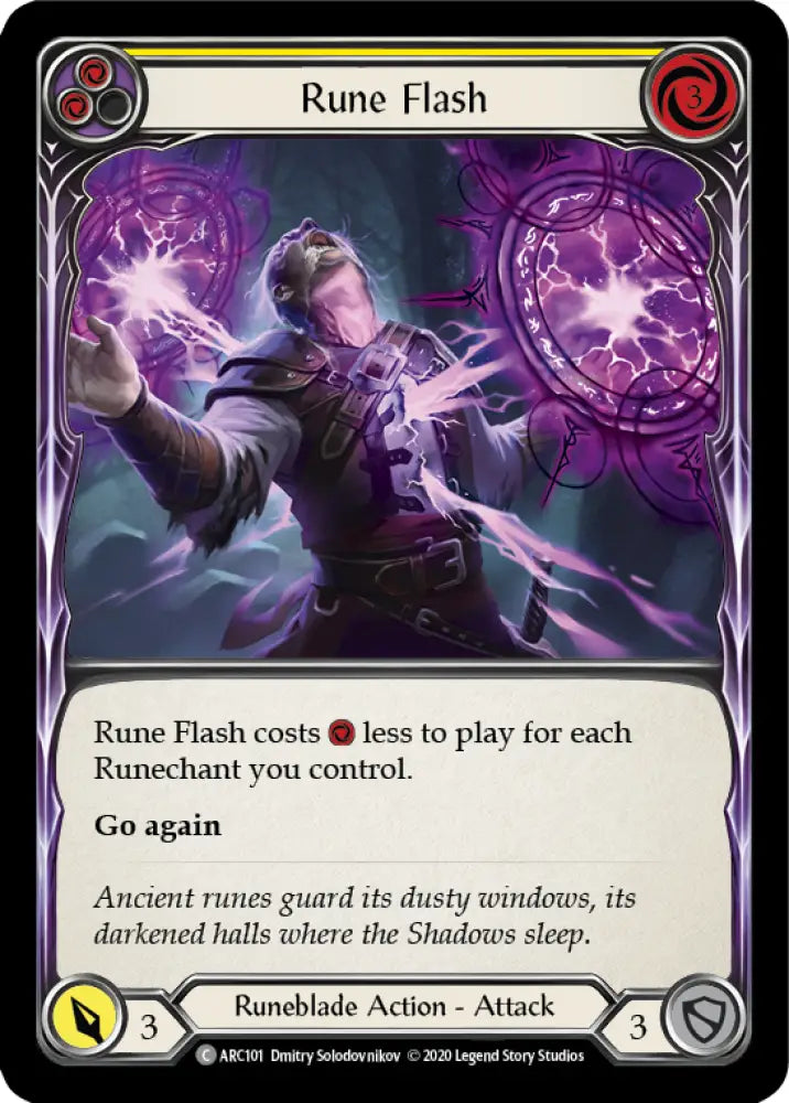Rune Flash (Yellow) [Arcane Rising Unlimited] Unlimited Rainbow Foil - Flesh And Blood Single