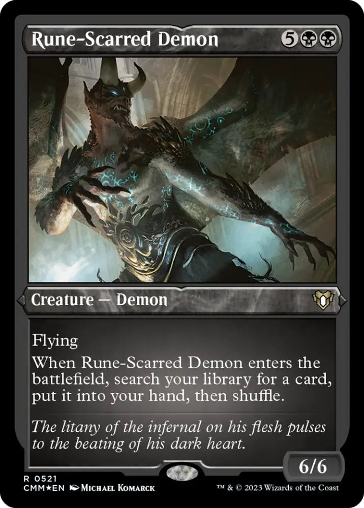 Rune-Scarred Demon (Foil Etched) [Commander Masters] - MTG Single
