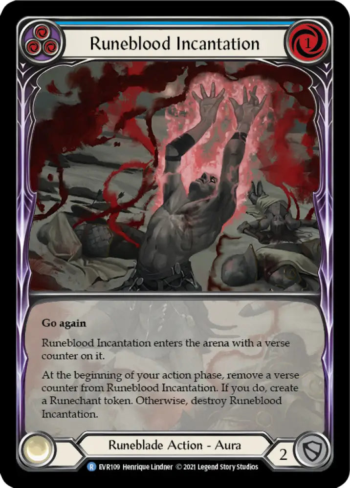 Runeblood Incantation (Blue) [Everfest] 1st Edition Extended Art Rainbow Foil - Flesh And Blood Single