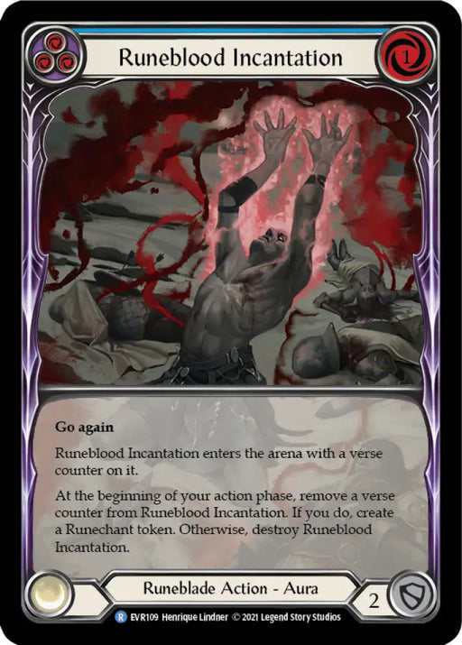 Runeblood Incantation (Blue) [Everfest] 1st Edition Extended Art Rainbow Foil - Flesh And Blood Single