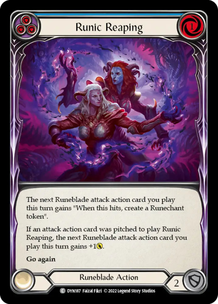 Runic Reaping (Blue) [Dynasty] Rainbow Foil - Flesh And Blood Single