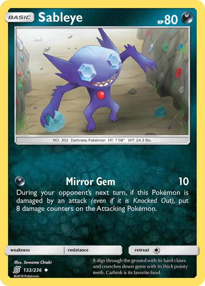 Sableye (133/236) [Sun & Moon: Unified Minds] - Pokemon Single