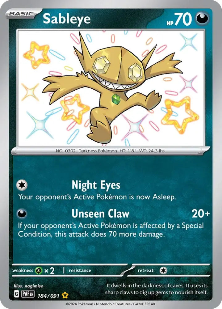 Sableye (184/091) [Scarlet & Violet: Paldean Fates] - Pokemon Single