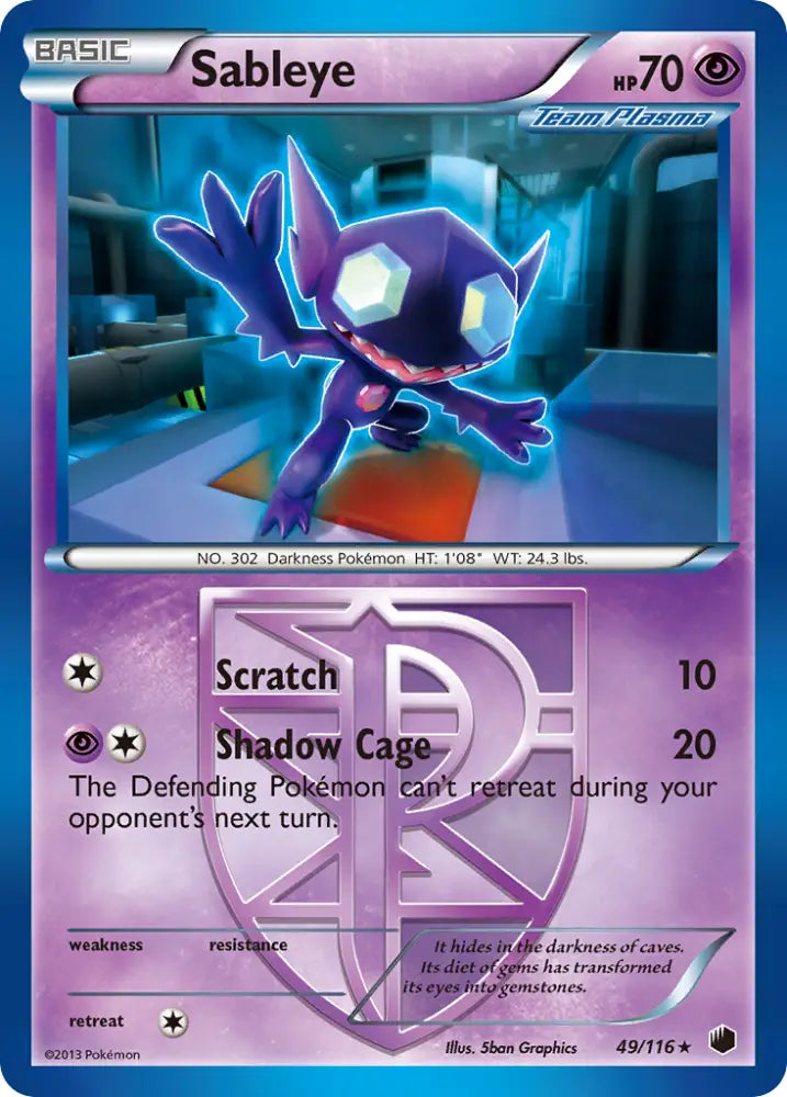 Sableye (49/116) [Black & White: Plasma Freeze] - Pokemon Single