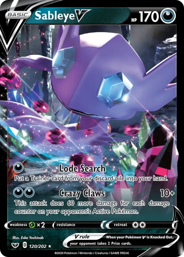 Sableye V (120/202) [Sword & Shield: Base Set] - Pokemon Single