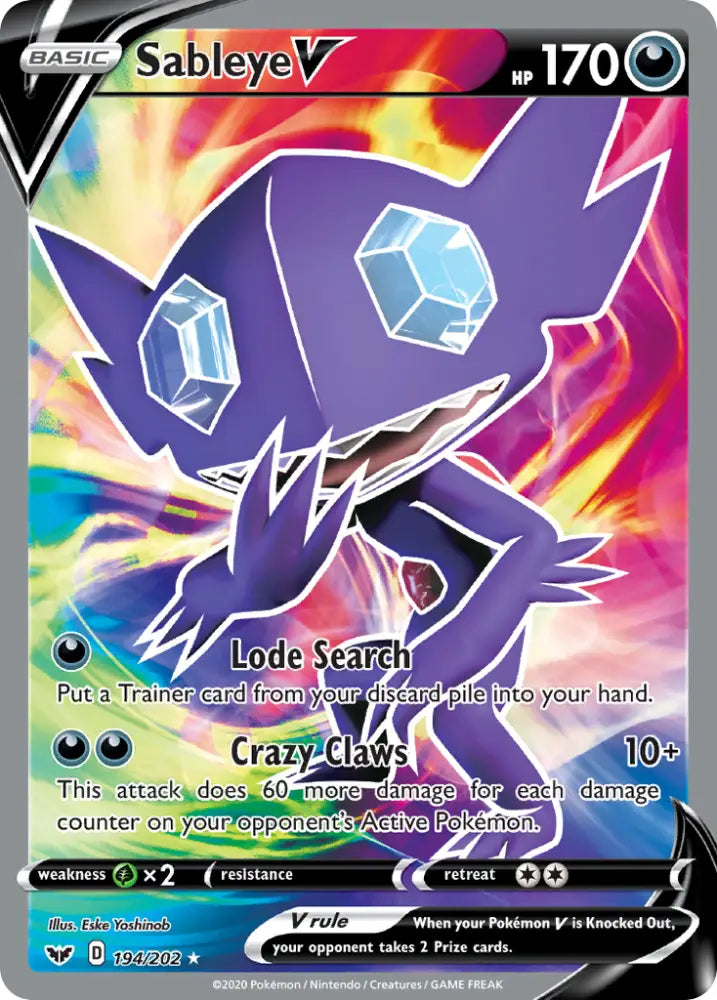 Sableye V (194/202) [Sword & Shield: Base Set] - Pokemon Single