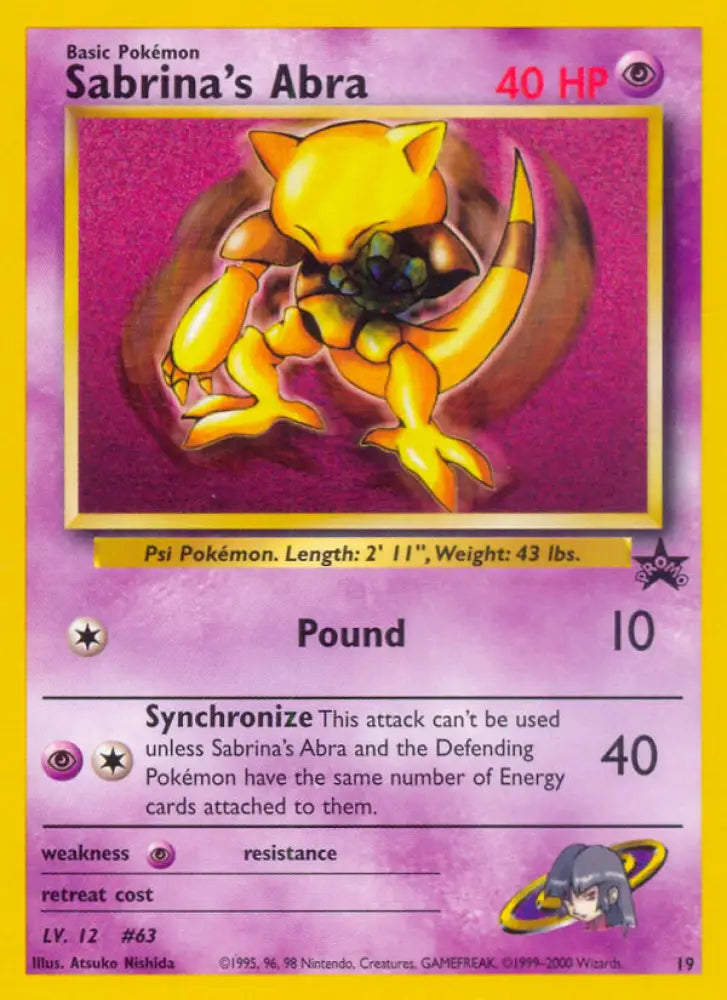 Sabrina’s Abra (19) [Wizards of the Coast: Black Star Promos] - Pokemon Single