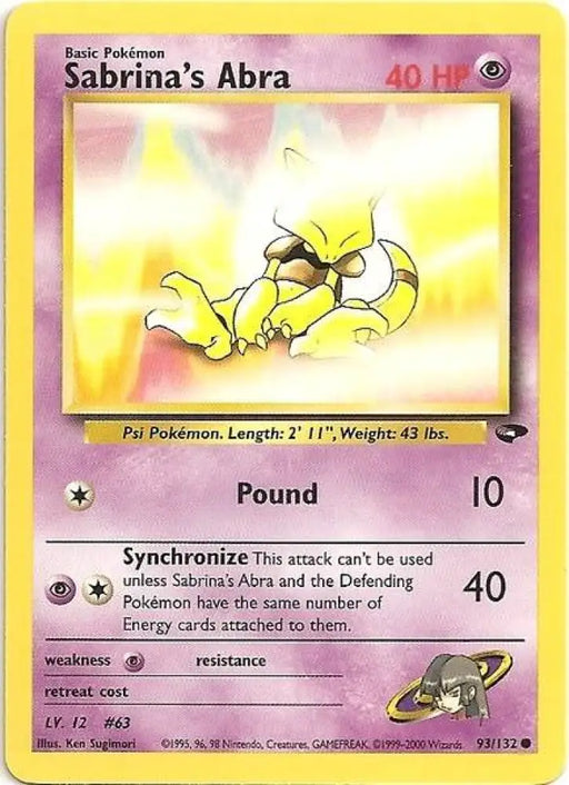 Sabrina’s Abra (93/132) [Gym Challenge Unlimited] - Pokemon Single
