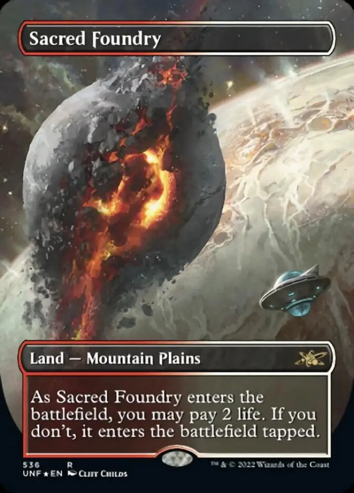 Sacred Foundry (Borderless) (Galaxy Foil) [Unfinity] - MTG Single