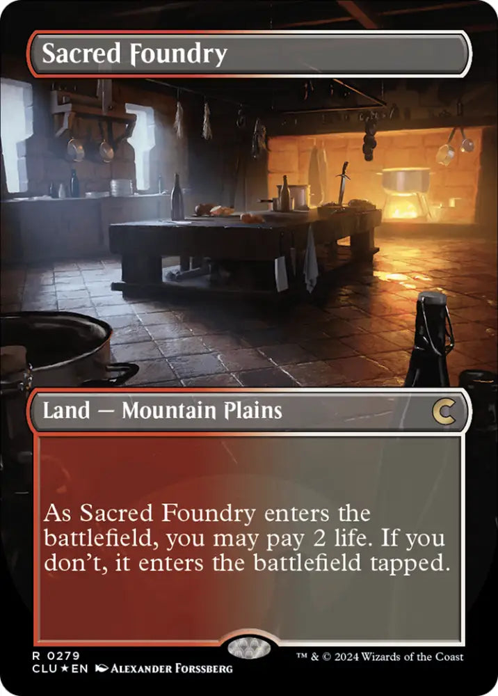 Sacred Foundry (Borderless) [Ravnica: Clue Edition] - MTG Single