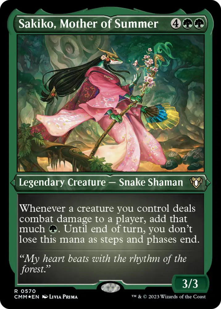 Sakiko Mother of Summer (Foil Etched) [Commander Masters] - MTG Single