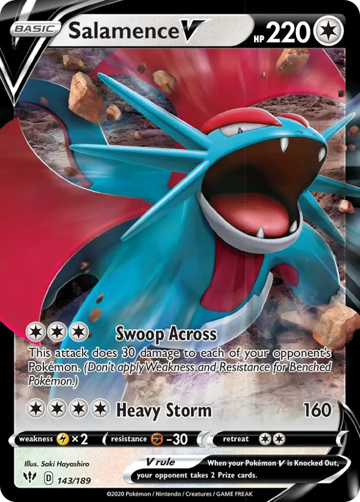 Salamence V (143/189) [Sword & Shield: Darkness Ablaze] - Pokemon Single