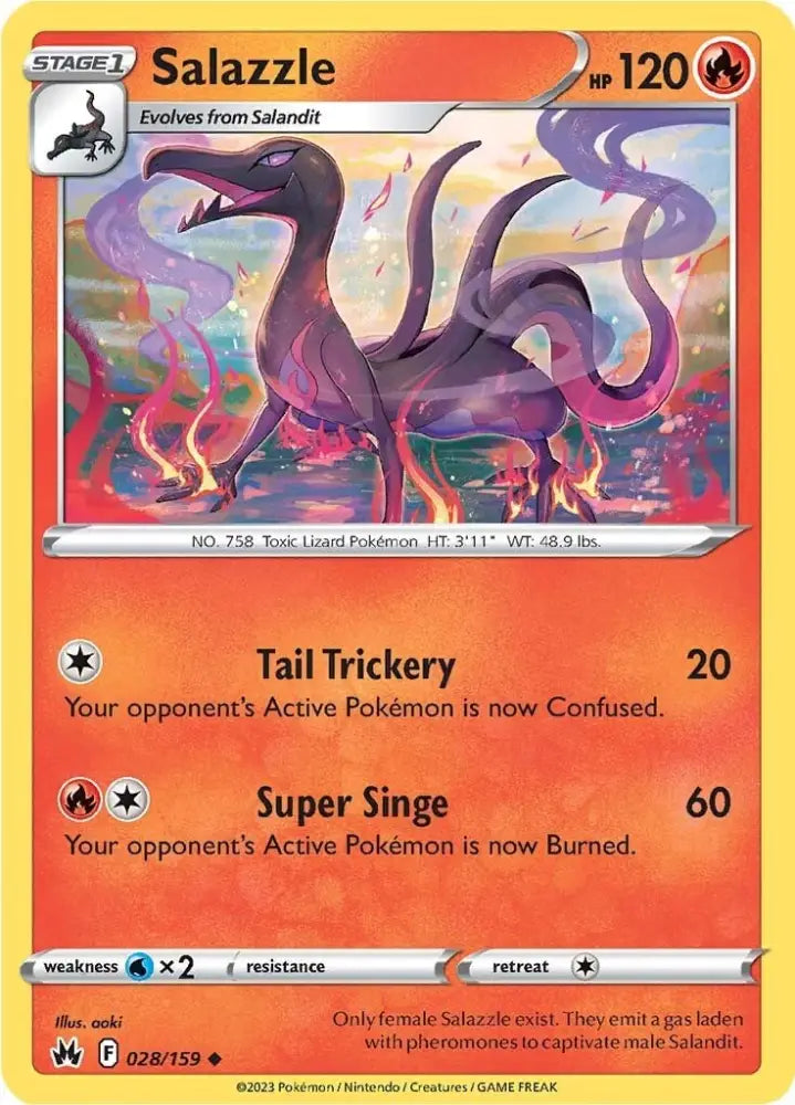 Salazzle (028/159) [Sword & Shield: Crown Zenith] - Pokemon Single