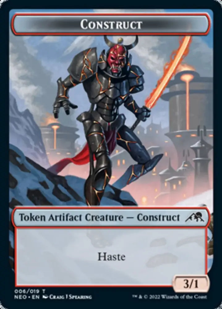 Samurai // Construct (006) Double-Sided Token [Kamigawa: Neon Dynasty Tokens] - MTG Single