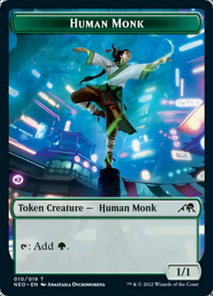 Samurai // Human Monk Double-Sided Token [Kamigawa: Neon Dynasty Tokens] - MTG Single