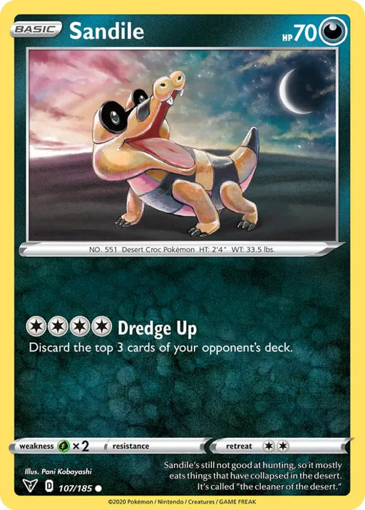 Sandile (107/185) [Sword & Shield: Vivid Voltage] - Pokemon Single