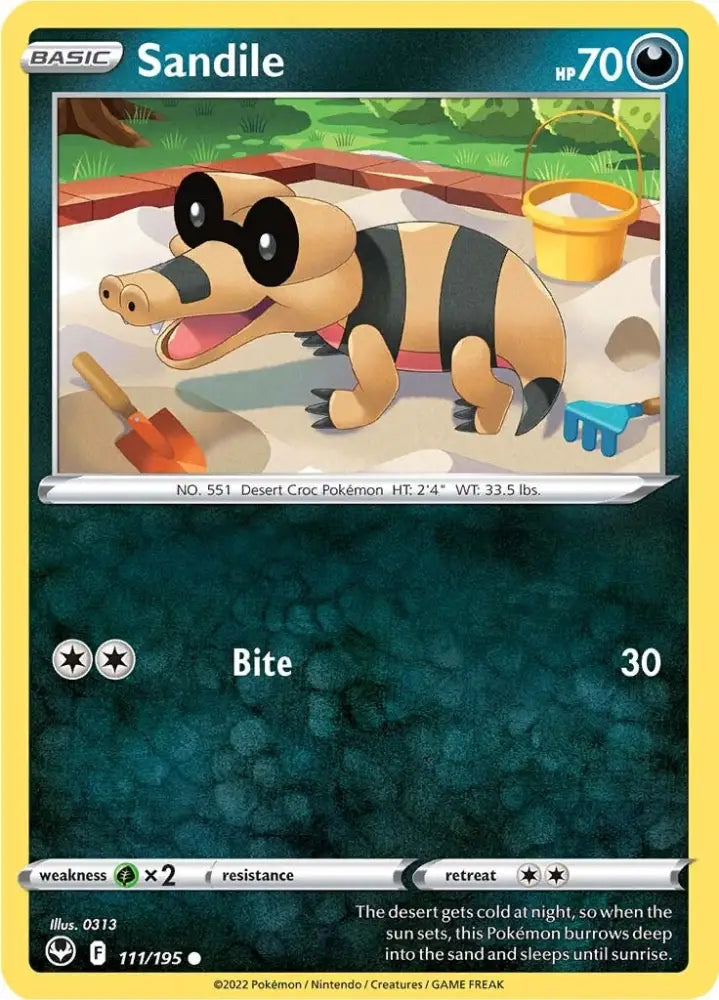 Sandile (111/195) [Sword & Shield: Silver Tempest] - Pokemon Single