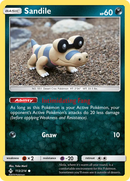 Sandile (113/214) [Sun & Moon: Unbroken Bonds] - Pokemon Single