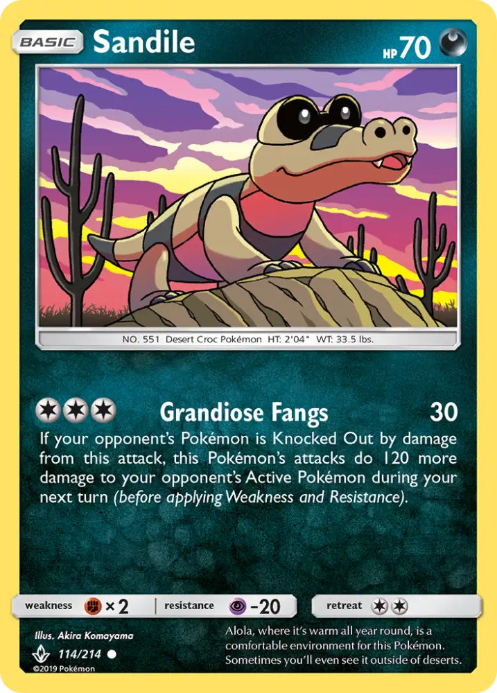 Sandile (114/214) [Sun & Moon: Unbroken Bonds] - Pokemon Single