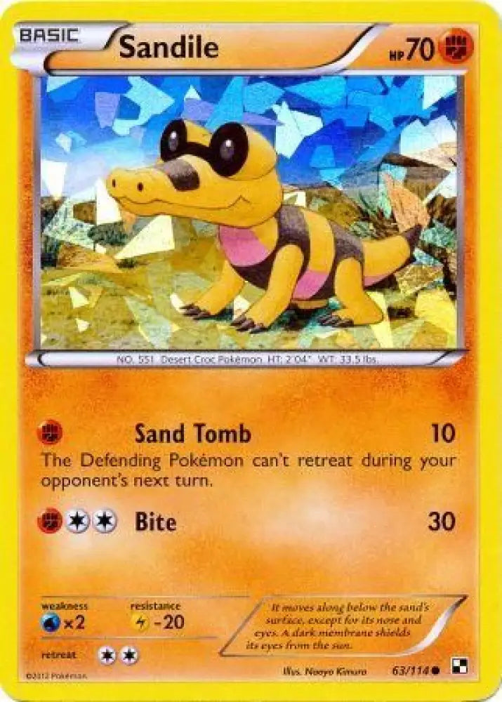 Sandile (63/114) (Cracked Ice Holo) [Black & White: Base Set] - Pokemon Single