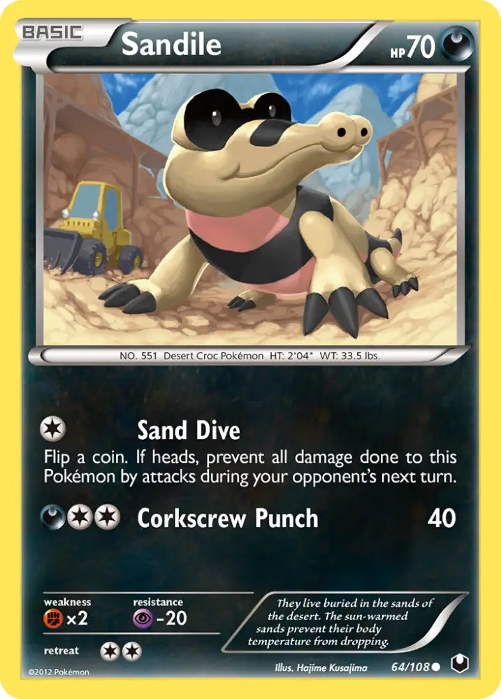 Sandile (64/108) [Black & White: Dark Explorers] - Pokemon Single