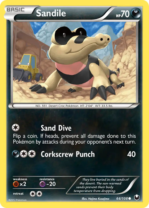 Sandile (64/108) [Black & White: Dark Explorers] - Pokemon Single
