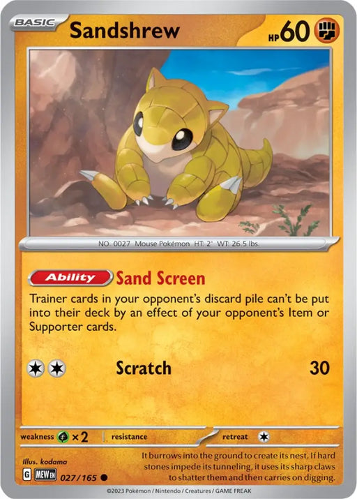 Sandshrew (027/165) [Scarlet & Violet 151] - Pokemon Single