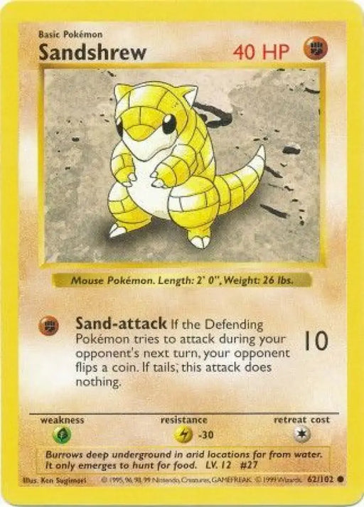 Sandshrew (62/102) [Base Set Shadowless Unlimited] - Pokemon Single