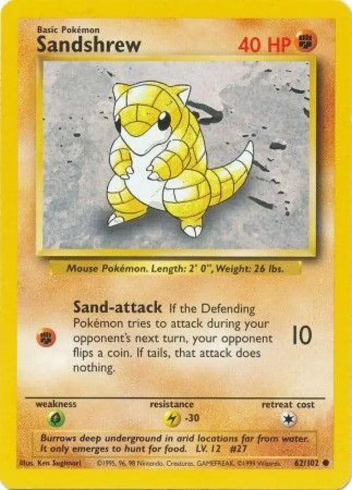 Sandshrew (62/102) [Base Set Unlimited] - Pokemon Single