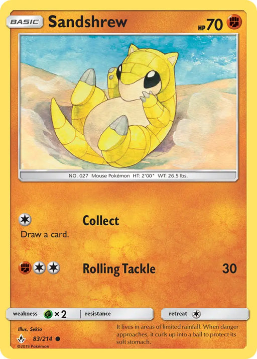 Sandshrew (83/214) [Sun & Moon: Unbroken Bonds] - Pokemon Single