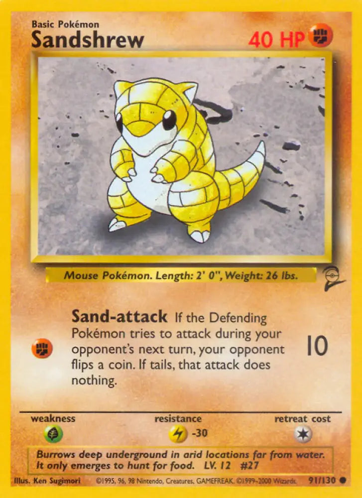 Sandshrew (91/130) [Base Set 2] - Pokemon Single