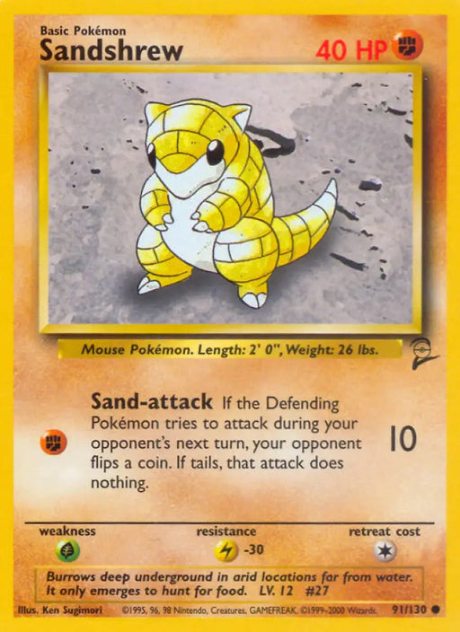 Sandshrew (91/130) [Base Set 2] - Pokemon Single