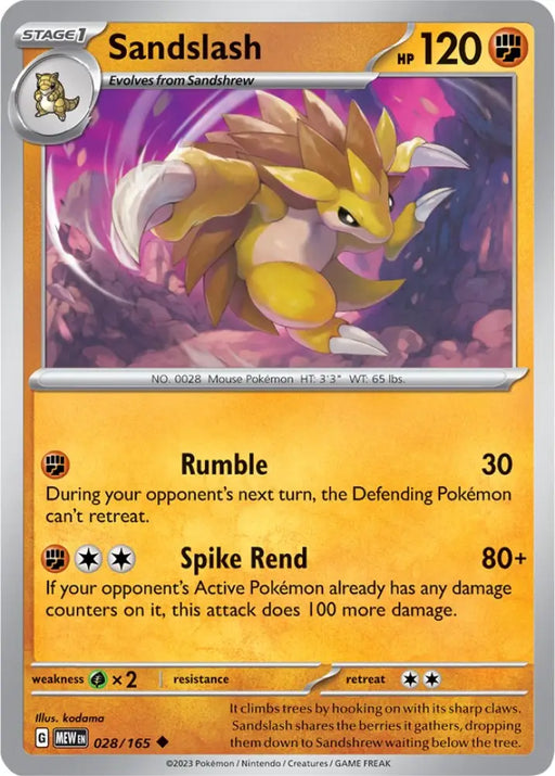 Sandslash (028/165) [Scarlet & Violet 151] - Pokemon Single