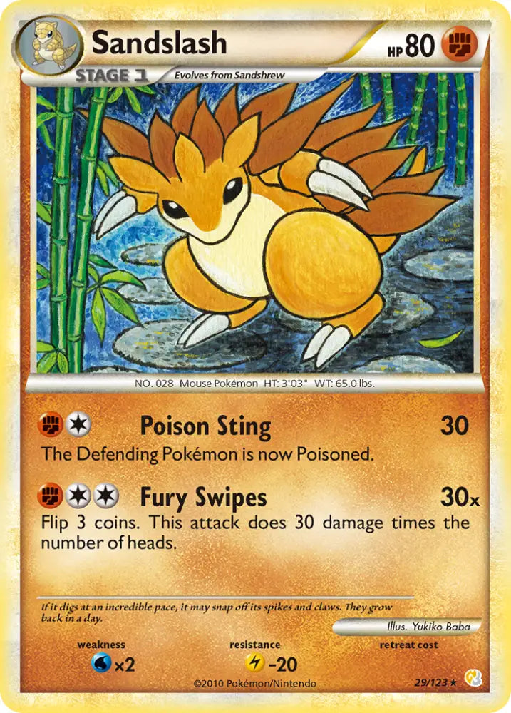 Sandslash (29/123) [HeartGold & SoulSilver: Base Set] - Pokemon Single