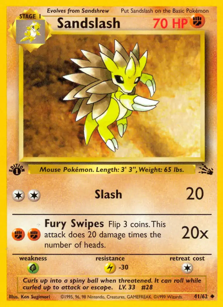 Sandslash (41/62) [Fossil 1st Edition] - Pokemon Single