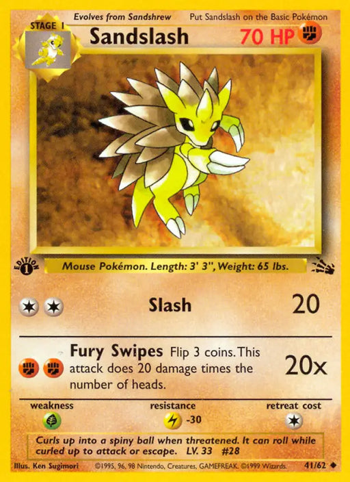 Sandslash (41/62) [Fossil 1st Edition] - Pokemon Single