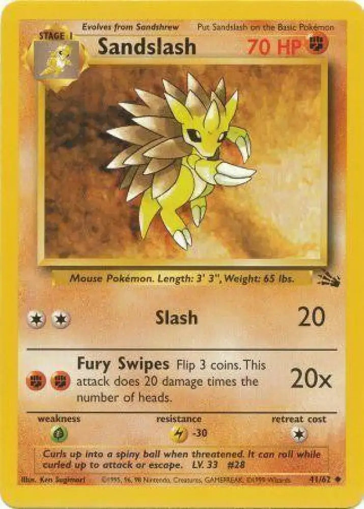 Sandslash (41/62) [Fossil Unlimited] - Pokemon Single